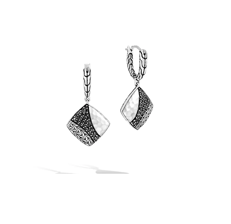 John Hardy Classic Chain Hammered Square Drop Earrings