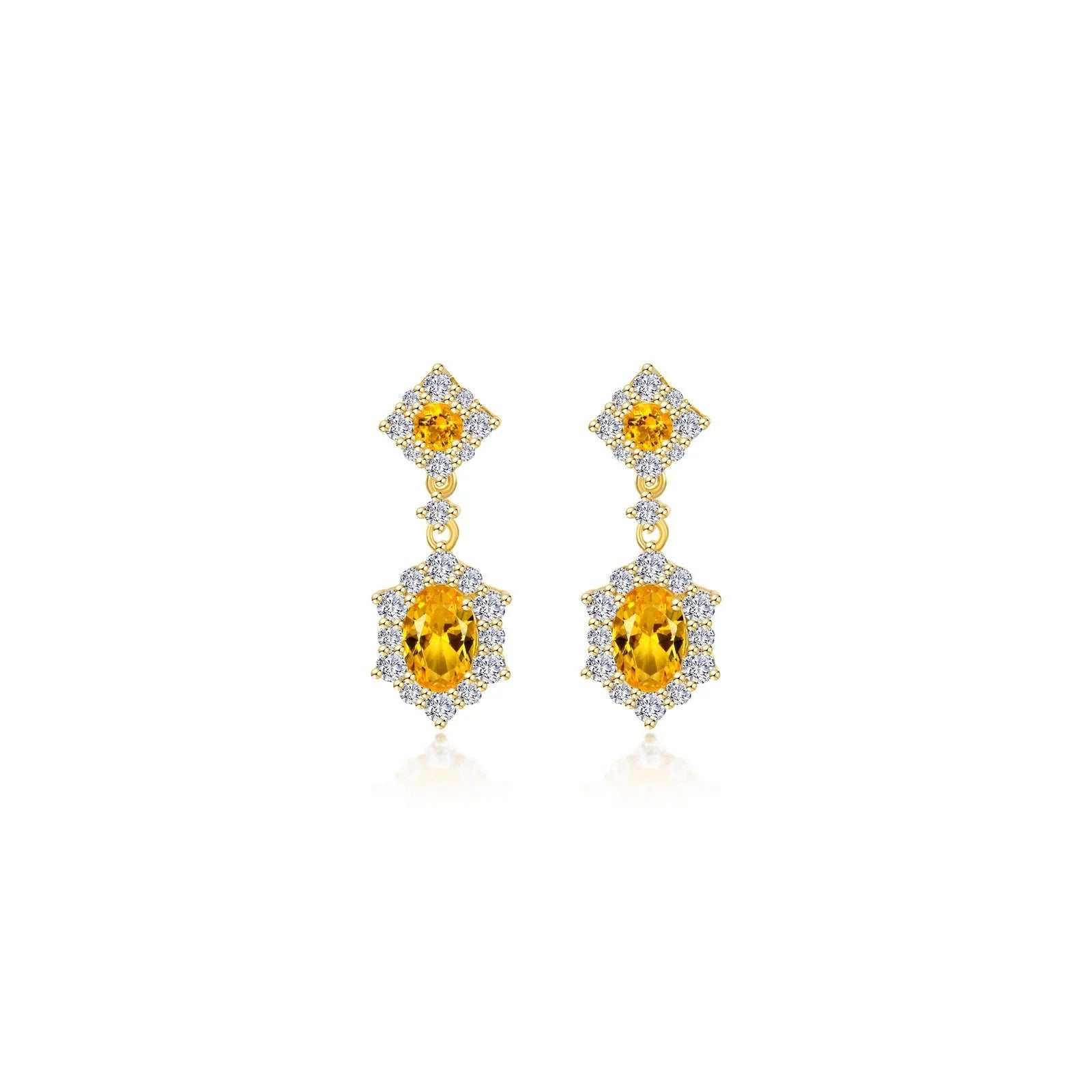 Lafonn Simulated Diamond & Citrine Oval Halo Drop Earrings E0593CTG00