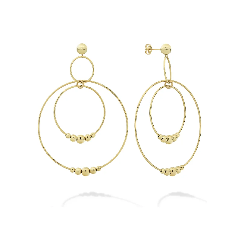 LAGOS Caviar Gold Three Circle Bead Drop Earrings