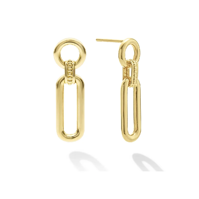 LAGOS Signature Caviar 18K Gold Link Drop Earrings