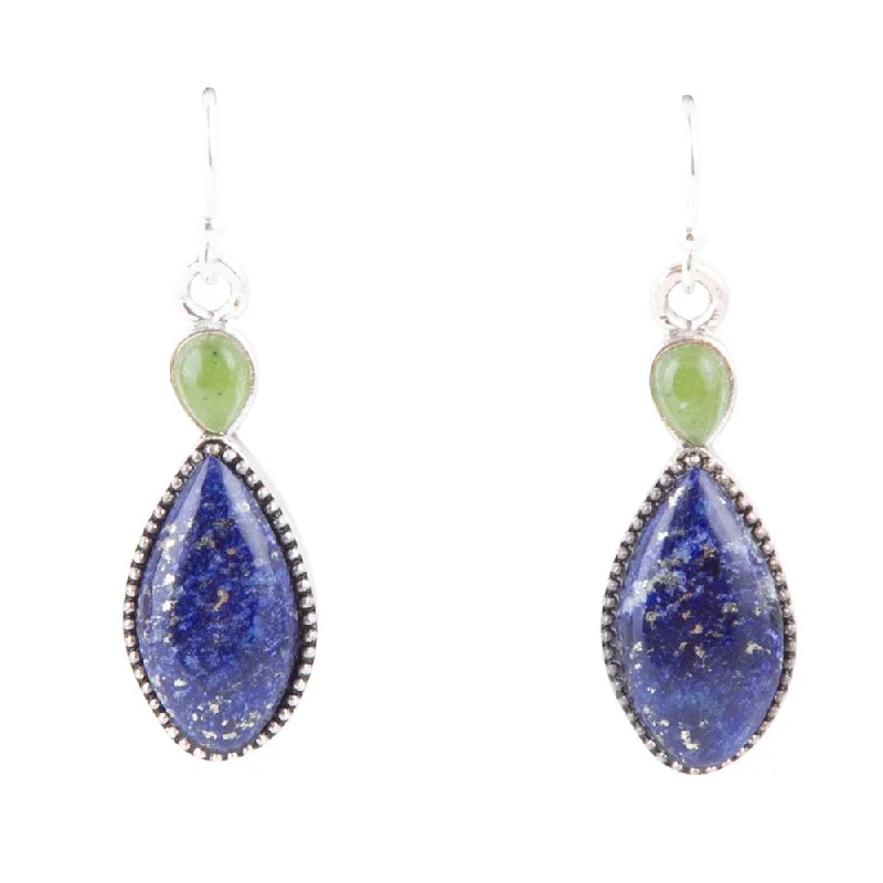 Lapis and Canadian Jade Drop Earrings