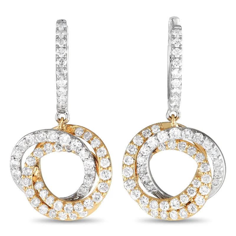 LB Exclusive 14K White and Yellow Gold 1.00ct Diamond Drop Earrings ER28708-WY