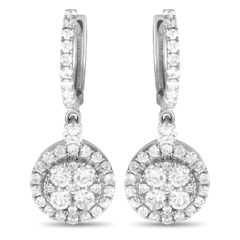 LB Exclusive 18K White Gold 0.89ct Diamond Drop Earrings AER-7610