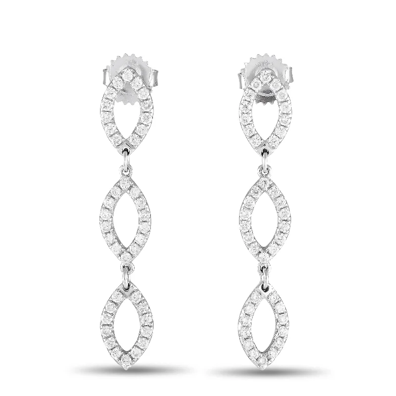 LB Exclusive 18K White Gold 1.0ct Diamond Drop Earrings AER-11513