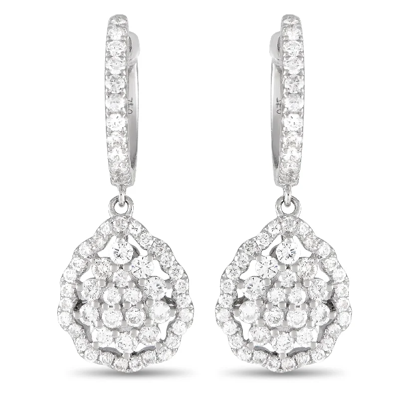 LB Exclusive 18K White Gold 1.0ct Diamond Drop Earrings AER-15686