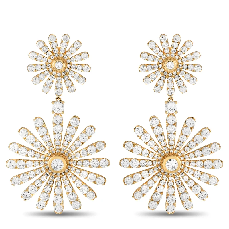 LB Exclusive 18K Yellow Gold 13.35ct Diamond Daisy Drop Earrings AER-17613