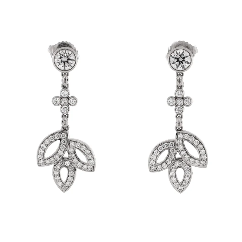 Lily Cluster Drop Earrings Platinum with Diamonds