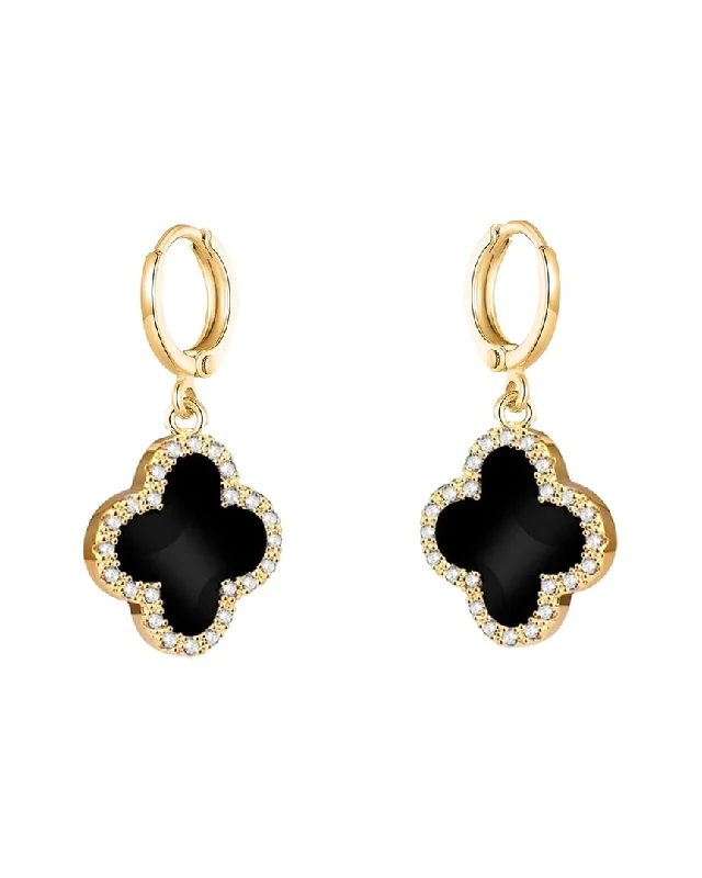 Liv Oliver 18K Plated 2.25 ct. tw. Onyx CZ Drop Earrings