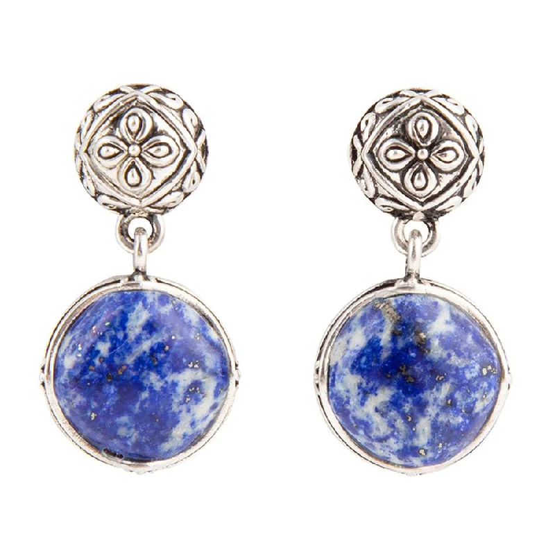 Madrid Blue Lapis Sterling Silver Post Drop Earrings