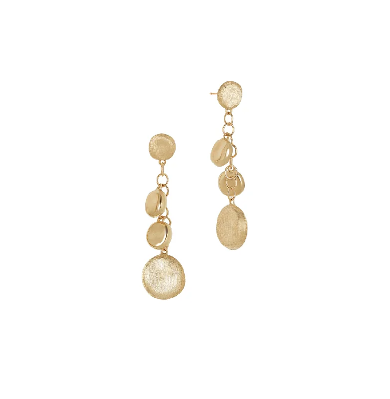 Marco Bicego Jaipur Yellow Gold Engraved and Polished Charm Drop Earrings