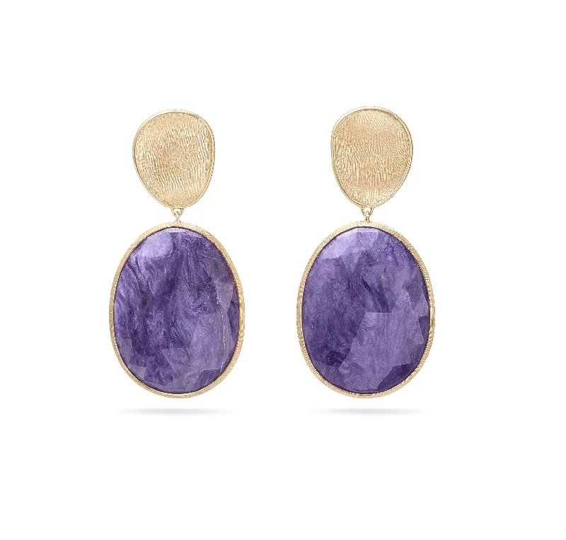 Marco Bicego Lunaria Yellow Gold Charoite Double Drop Earrings