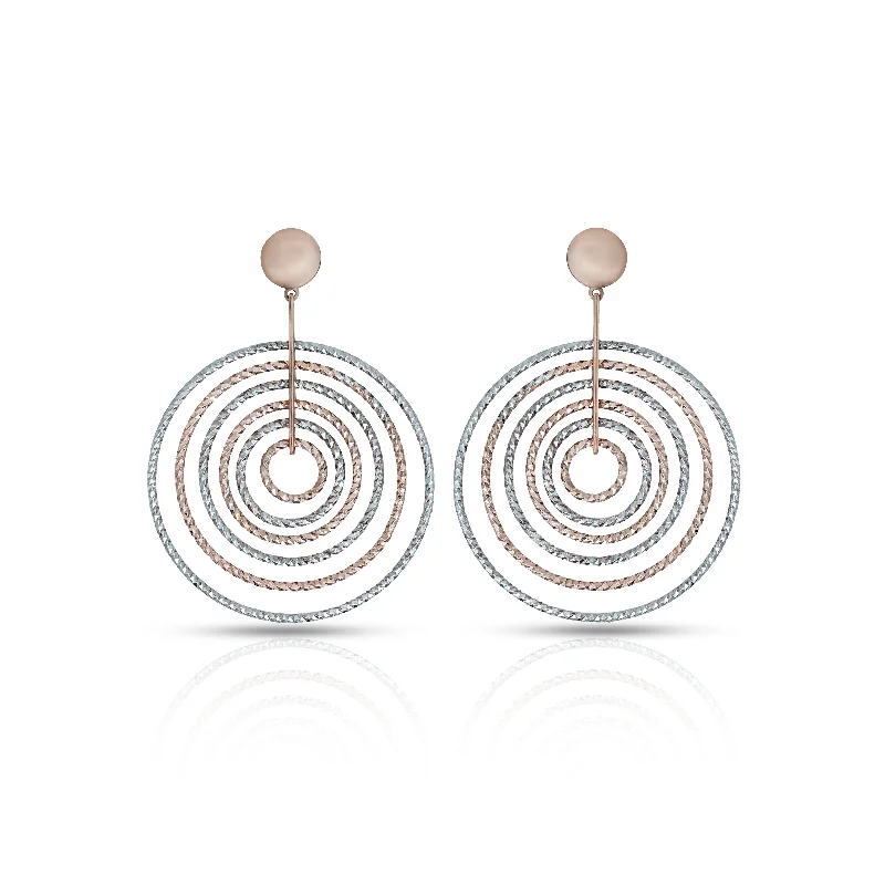 Minimalist Multi-Ring Silver Drop Earrings