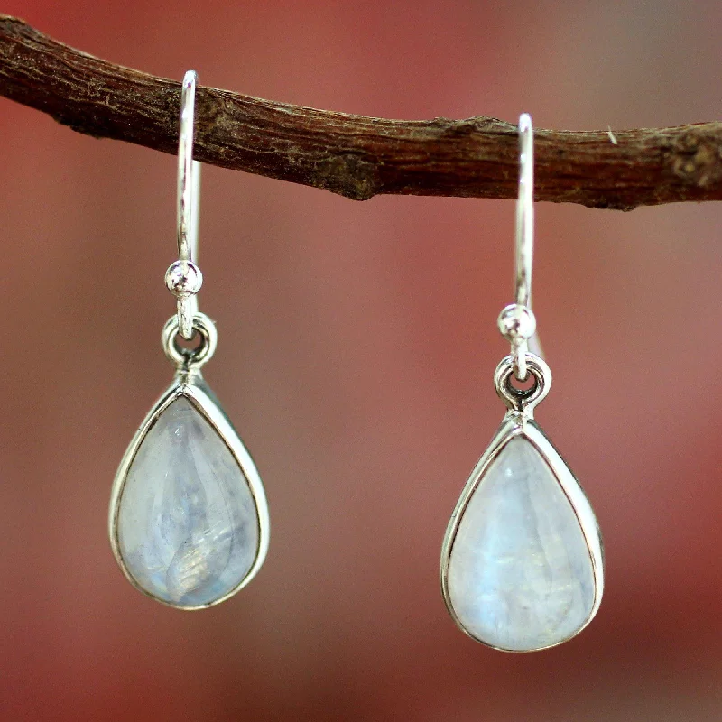 Moonstone Sterling Silver Teardrop Earrings