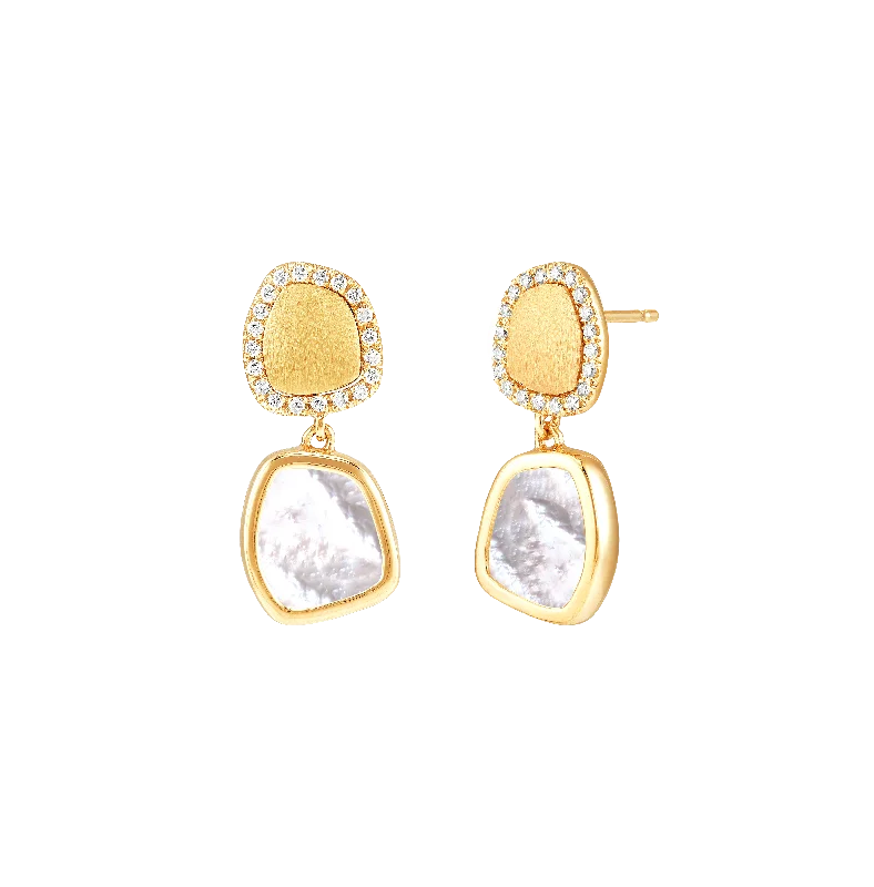 Sabel Collection Mother of Pearl and Diamond Drop Earrings