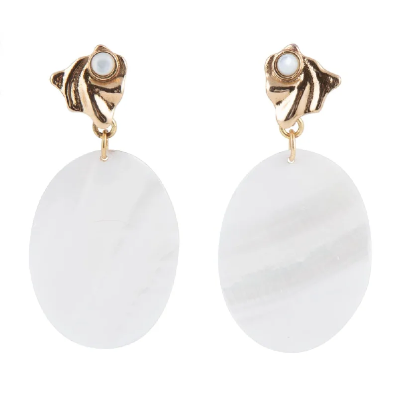 Mother of Pearl Slab Drop Earrings