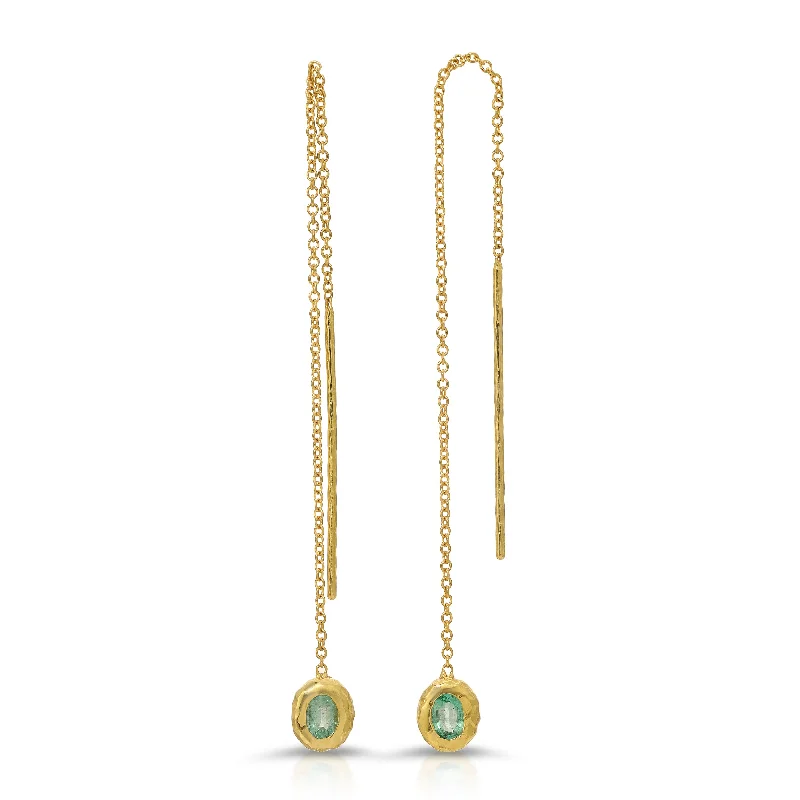 Nesting Gem Drop Earrings - Emerald Oval