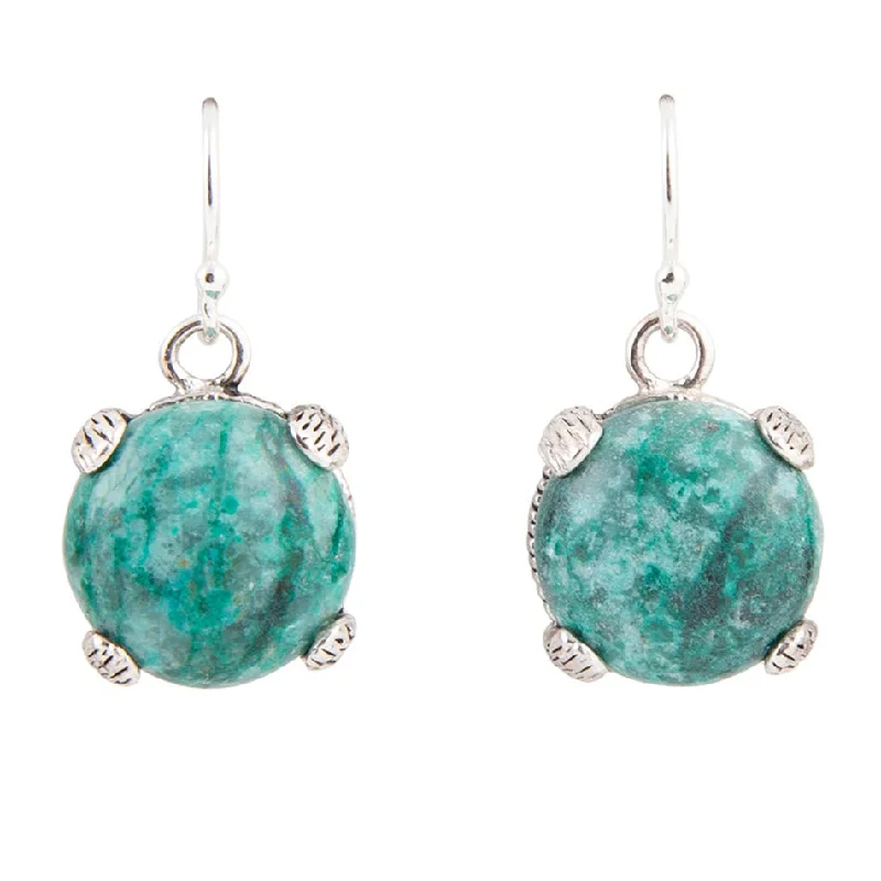 Nomad Blue Chrysocolla and Sterling Silver Drop Earrings