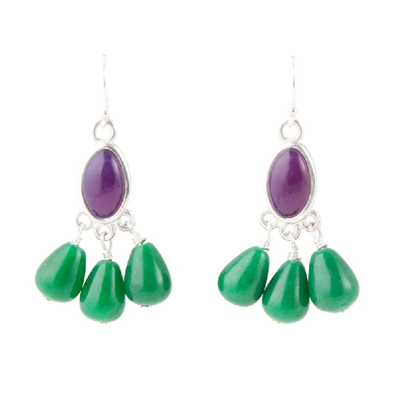 Peacock Purple Agate Drop Earrings