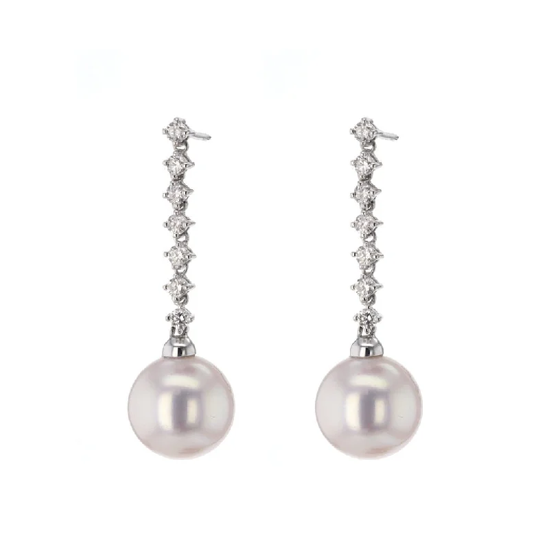 Pearl & Diamond Drop Earrings