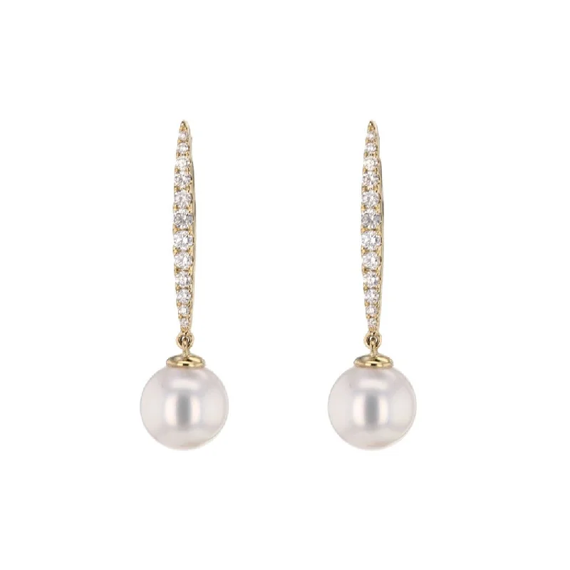 Pearl & Diamond Drop Earrings