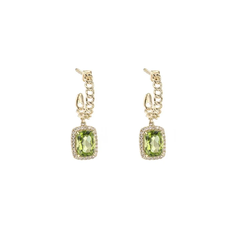 Peridot & Diamond Drop Earrings