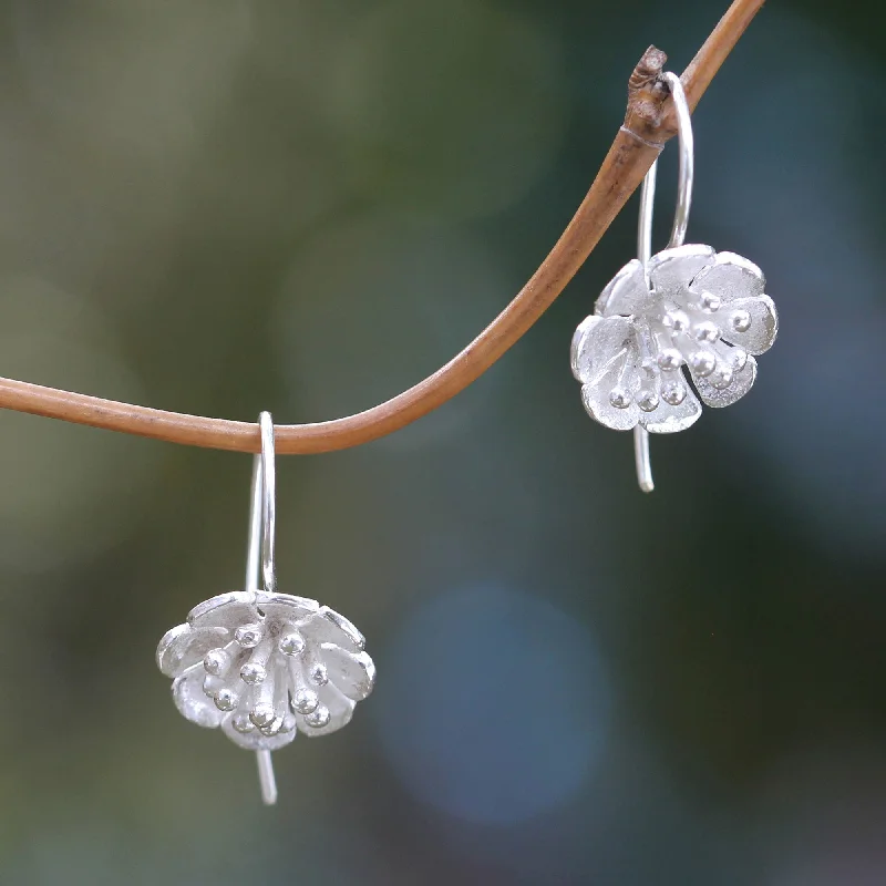 Petite Azalea Silver Drop Earrings