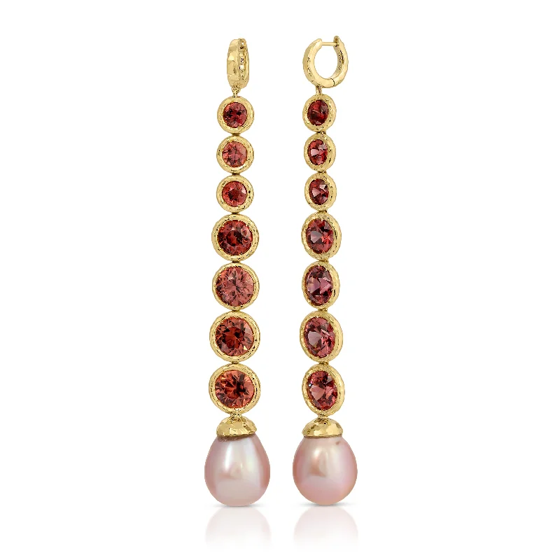 Pink Spinel & Pink Pearl Drop Earrings