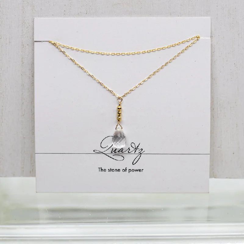 Quartz Raindrop Gold Necklace