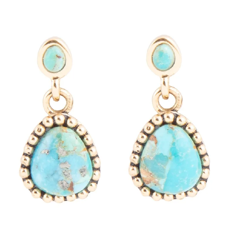 Refined Blue Turquoise Golden Drop Earrings