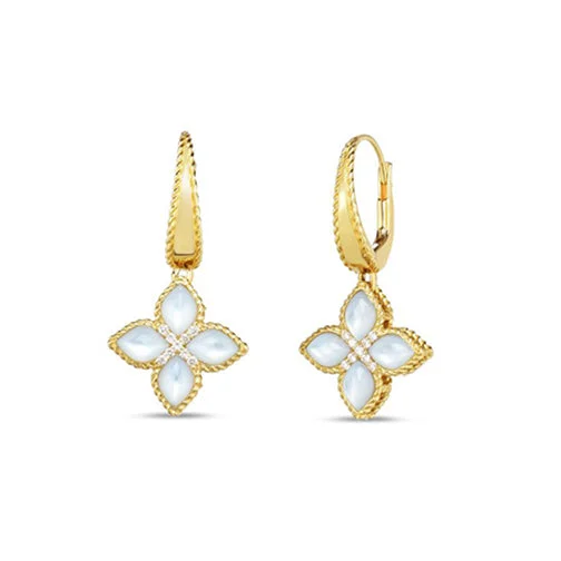 Roberto Coin Venetian Princess 18K Yellow Gold Medium Mother-of-Pearl and Diamond Drop Earrings