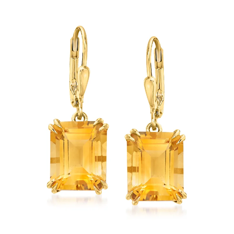 Ross-Simons Citrine Drop Earrings in 18kt Gold Over Sterling