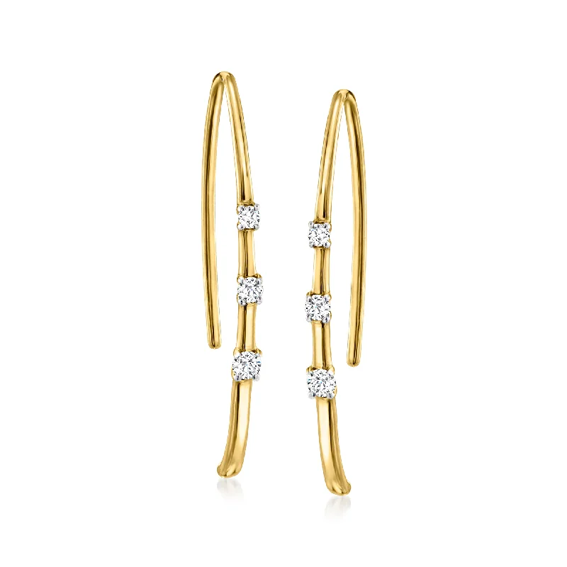 Ross-Simons Diamond Drop Earrings in 14kt Yellow Gold