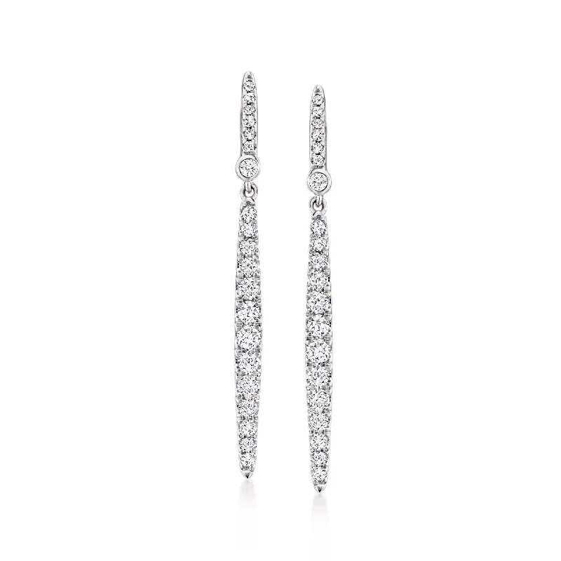 Ross-Simons Diamond Drop Earrings in Sterling Silver