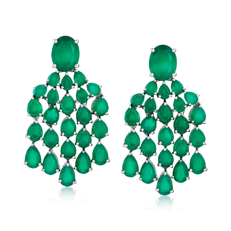 Ross-Simons Green Chalcedony Chandelier Drop Earrings in Sterling Silver