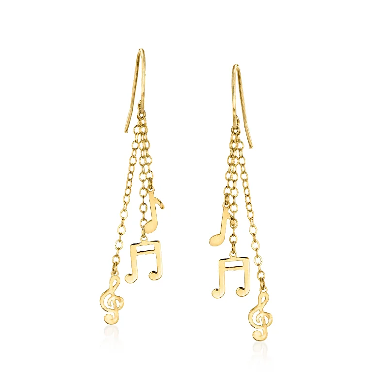 Ross-Simons Italian 14kt Yellow Gold Music Note Drop Earrings