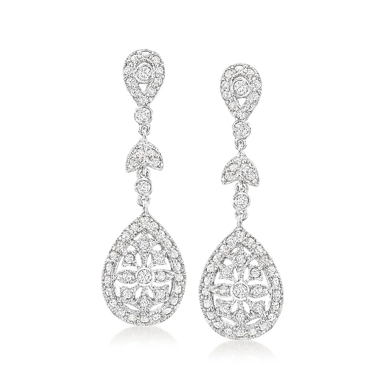 Ross-Simons Italian . CZ Vintage-Style Drop Earrings in Sterling Silver