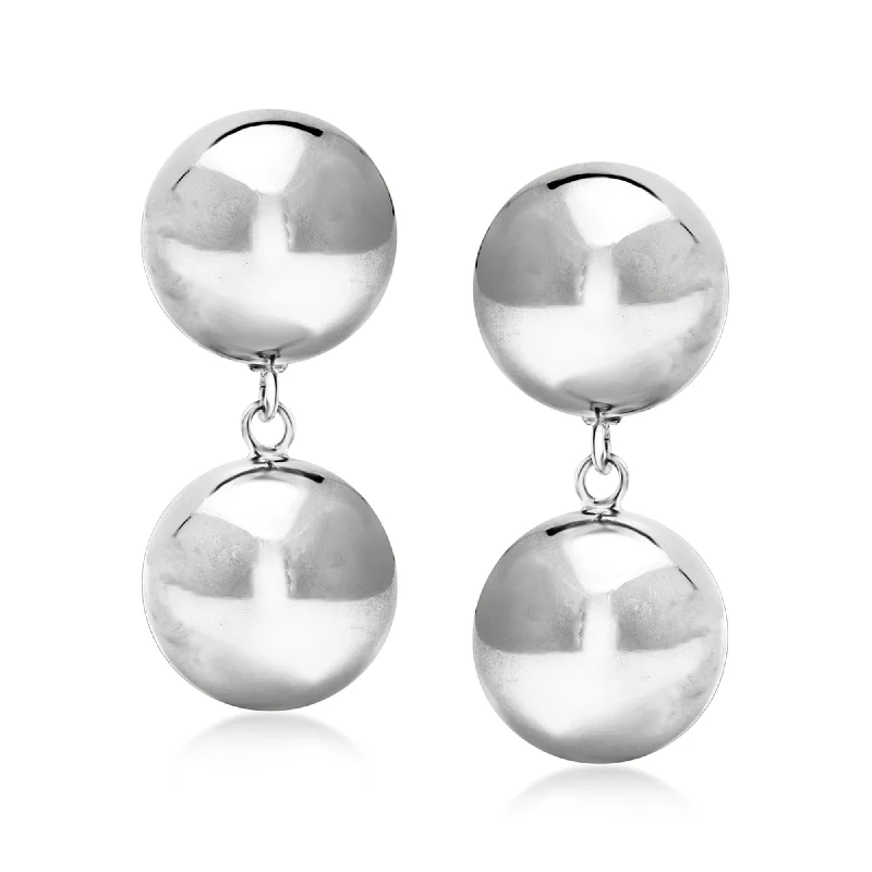 Ross-Simons Italian Sterling Silver Double-Bead Drop Earrings