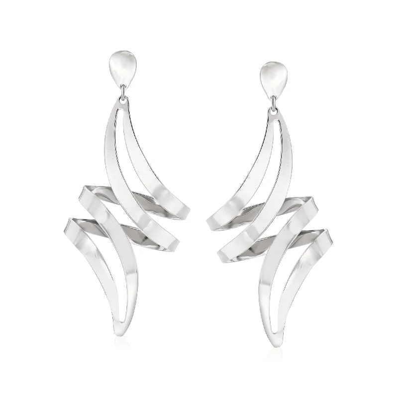 Ross-Simons Italian Sterling Silver Twist Drop Earrings