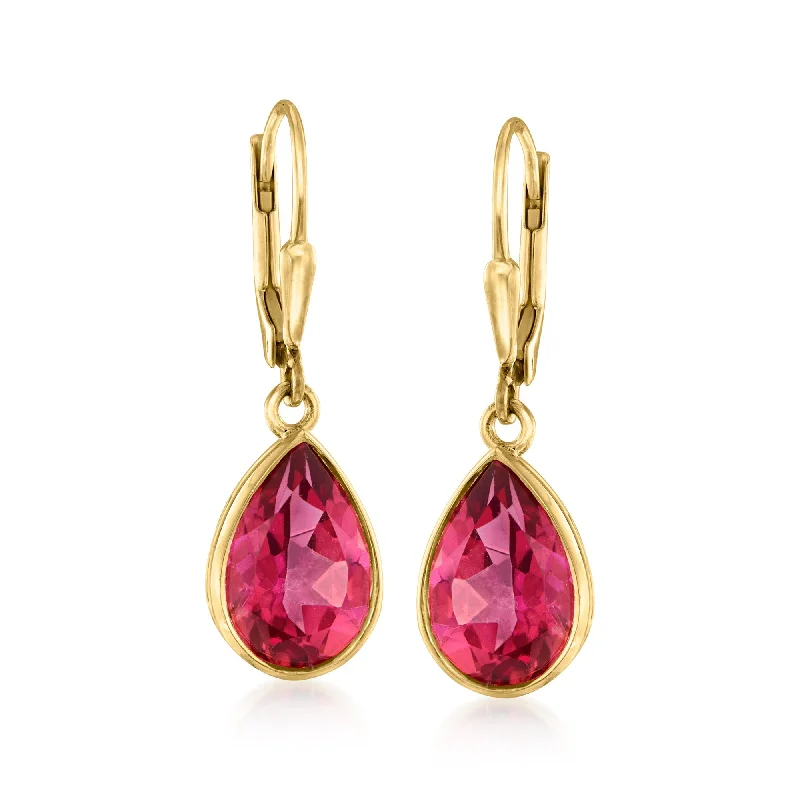 Ross-Simons Pink Topaz Drop Earrings in 18kt Gold Over Sterling