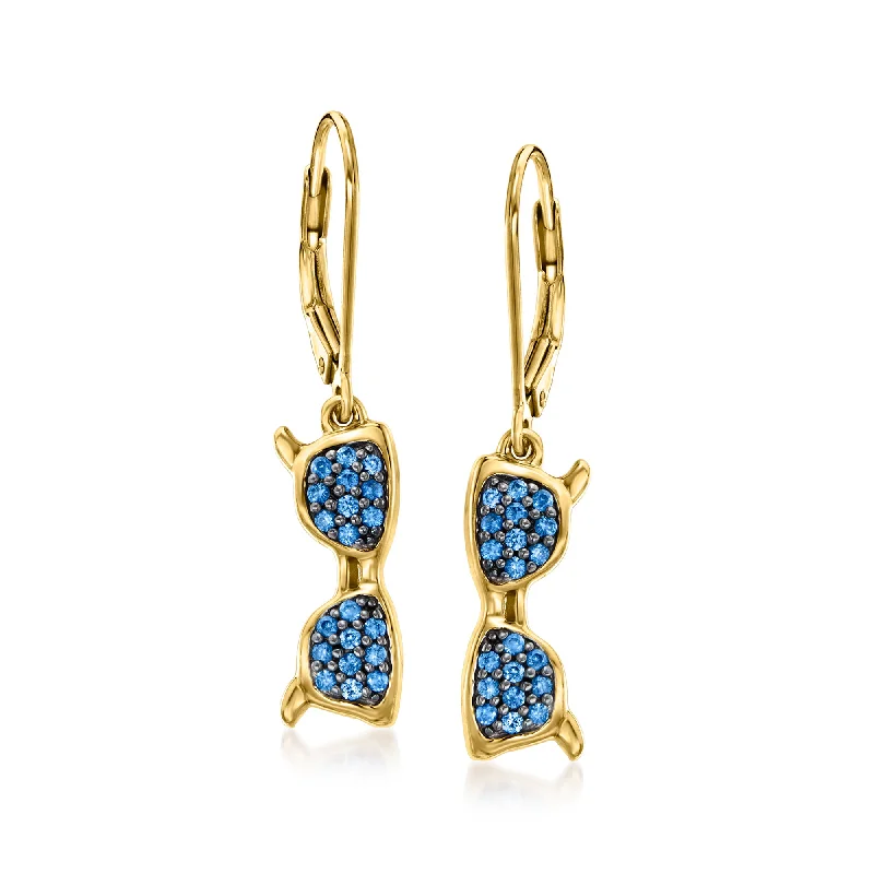 Ross-Simons Sapphire Sunglasses Drop Earrings in 18kt Gold Over Sterling