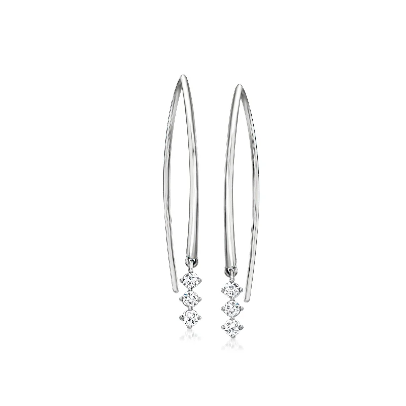 RS Pure by Ross-Simons Diamond Drop Earrings in Sterling Silver