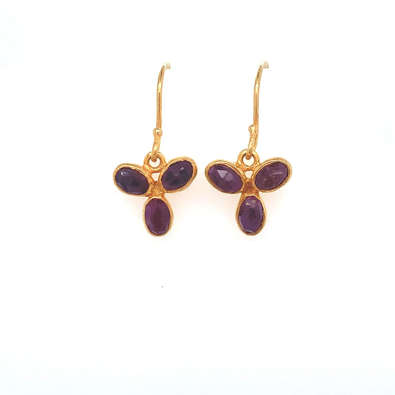 Ruby Flower Drop Earrings