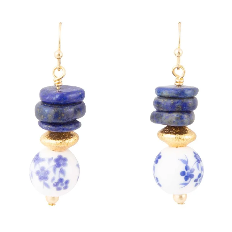 Santorini Cobalt Blue Lapis Drop Earrings