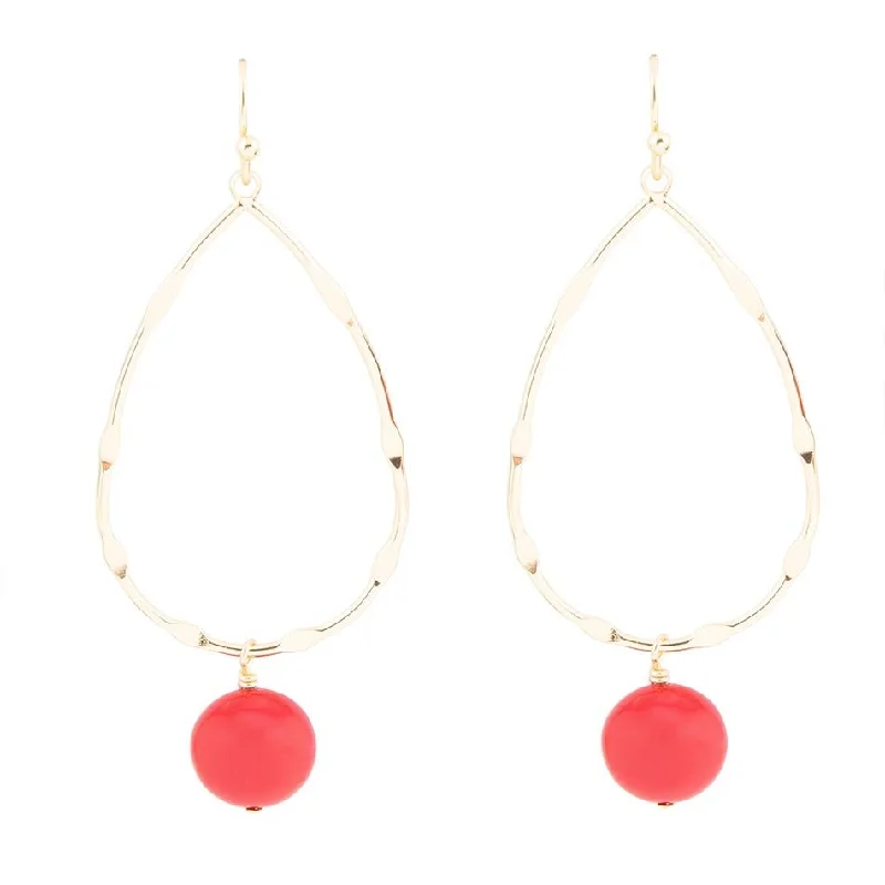 Scarsdale Red Shell Pearl Golden Drop Earrings