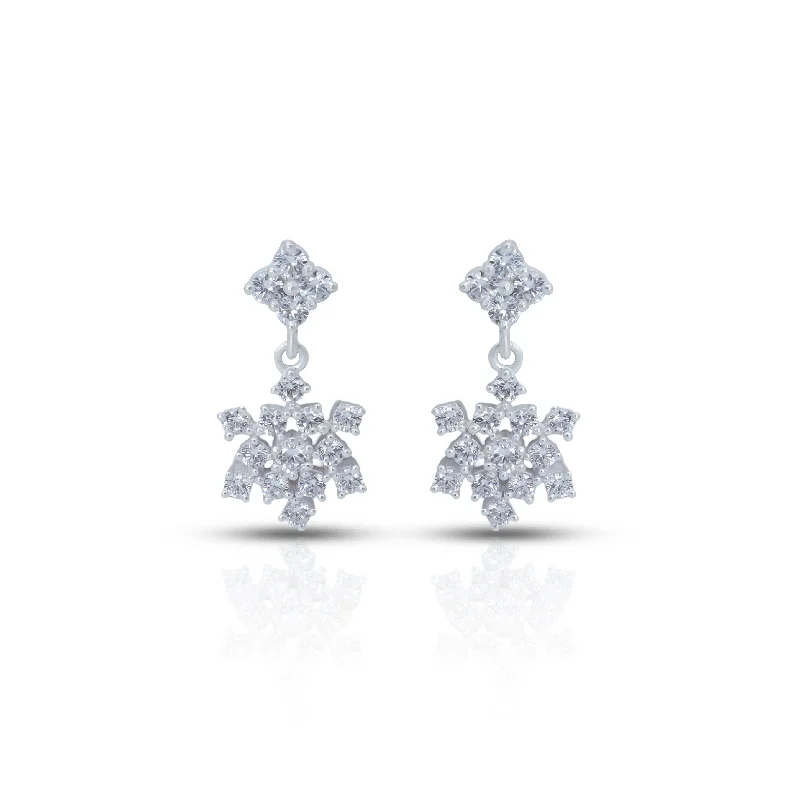 Silver Snowflake drop earrings with shiny stones