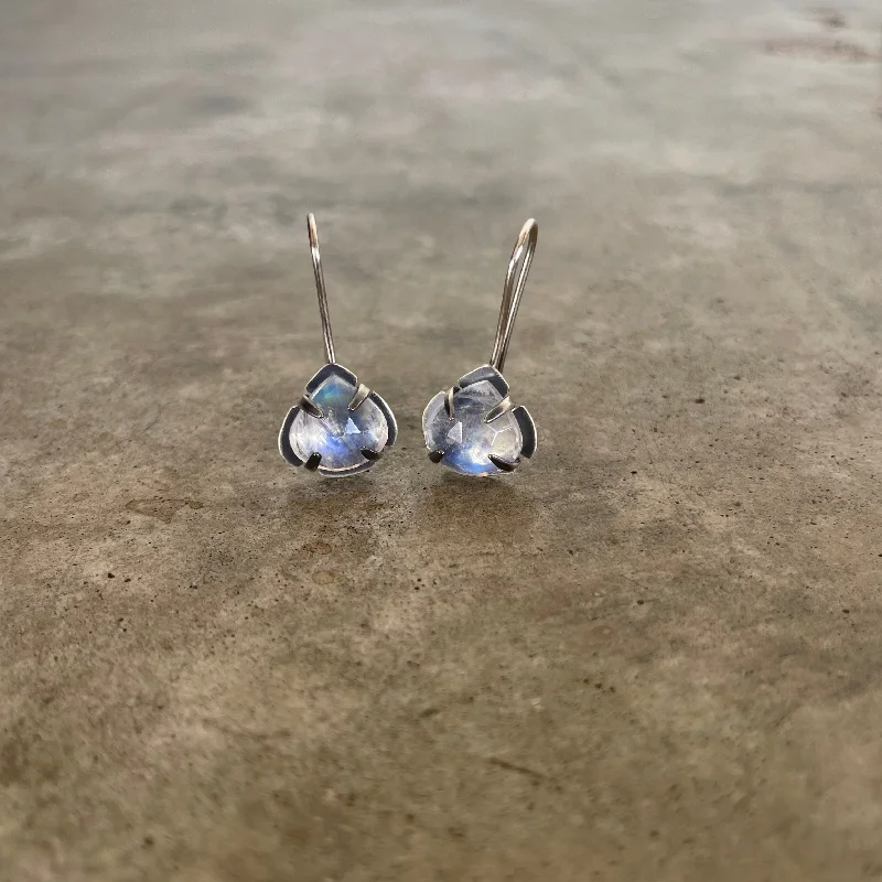 small rainbow moonstone teardrop earrings