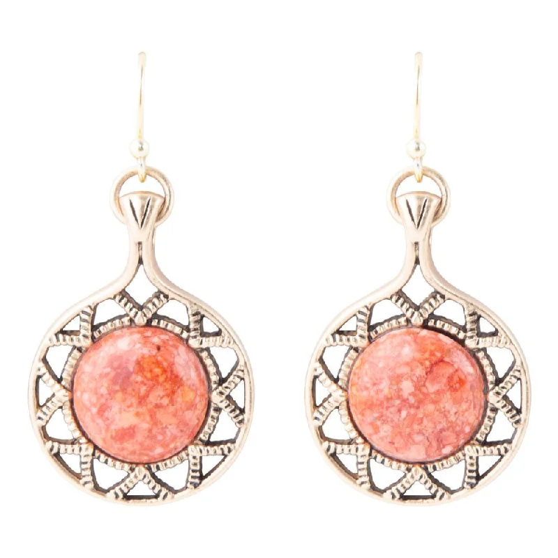 Sun Orange Sponge Coral Golden Drop Earrings