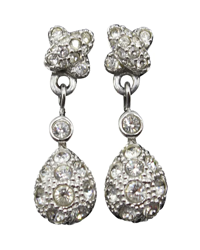 Swarovski Crystal Drop Earrings in Silver Metal