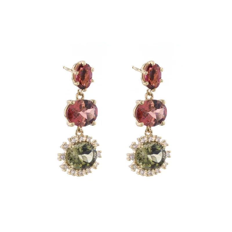 Tourmaline & Diamond Drop Earrings