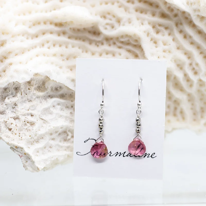 Tourmaline Silver Raindrop Earrings